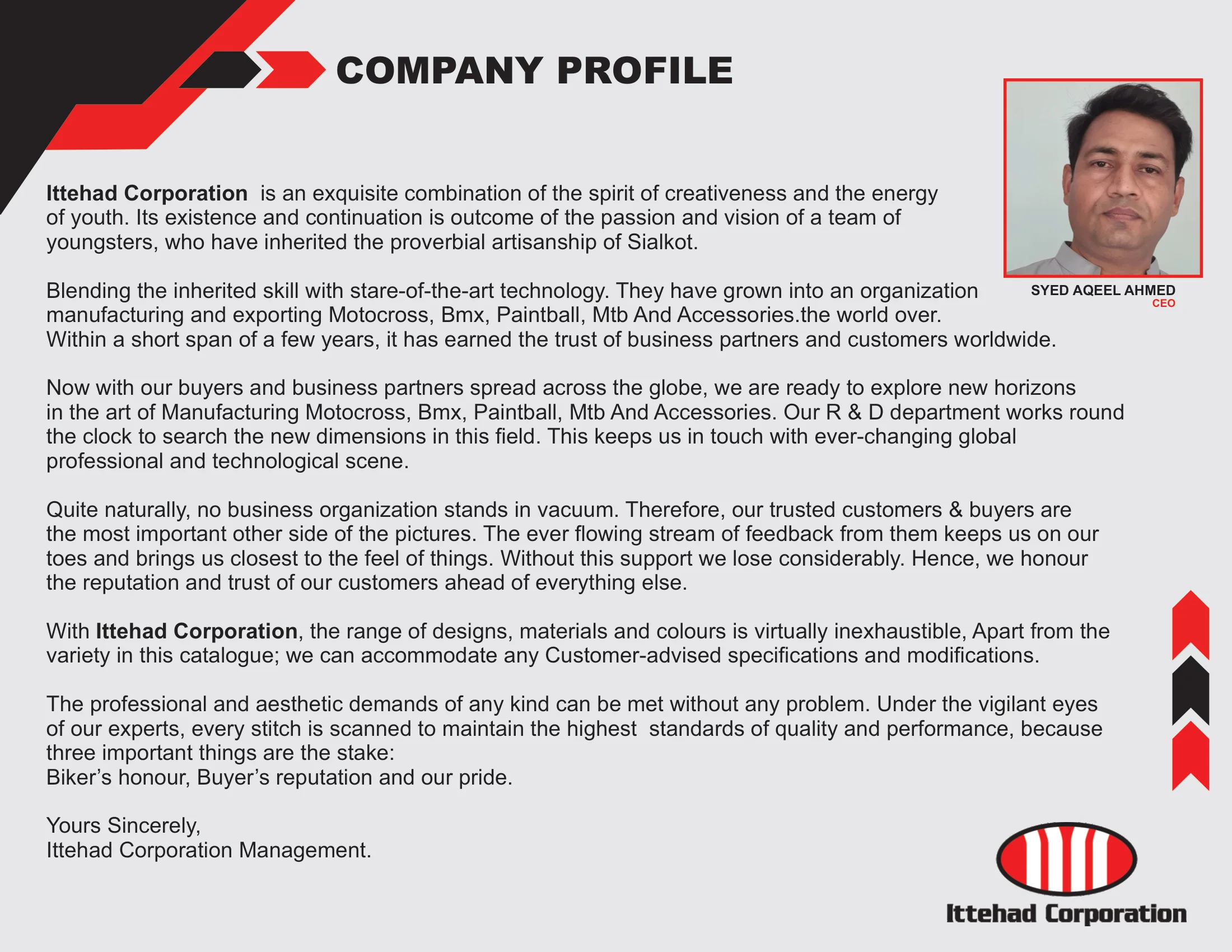 Profile Page 2 CEO Statement